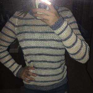 White and blue striped sweater